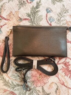 Convertible Wristlet & Crossbody Bag | Brown Pebbled Faux Leather Clutch NWT